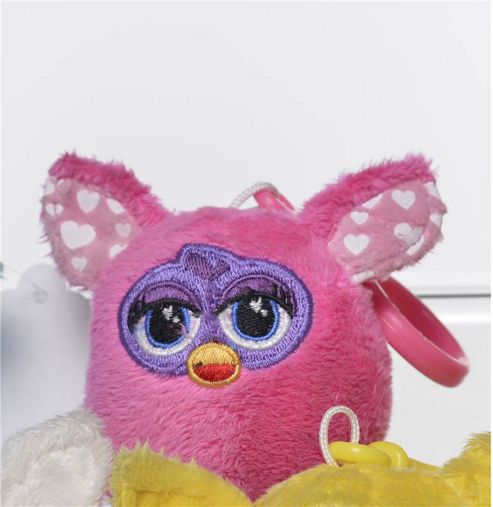 Image of Furby 7cm Keychain - Plush, No Sound - Light Pink Hearts Ears