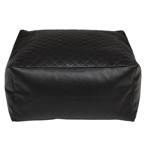 Image of Kaikoo Faux Leather Quilted Bean Bag Slab, Black