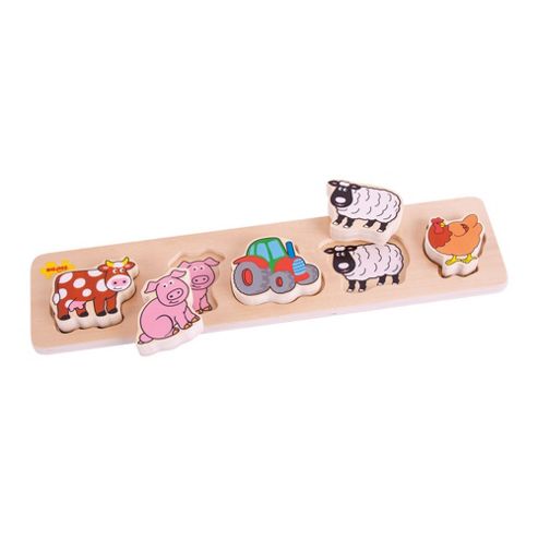 Image of Bigjigs Toys Bb014 Chunky Lift And Match Farm Puzzle