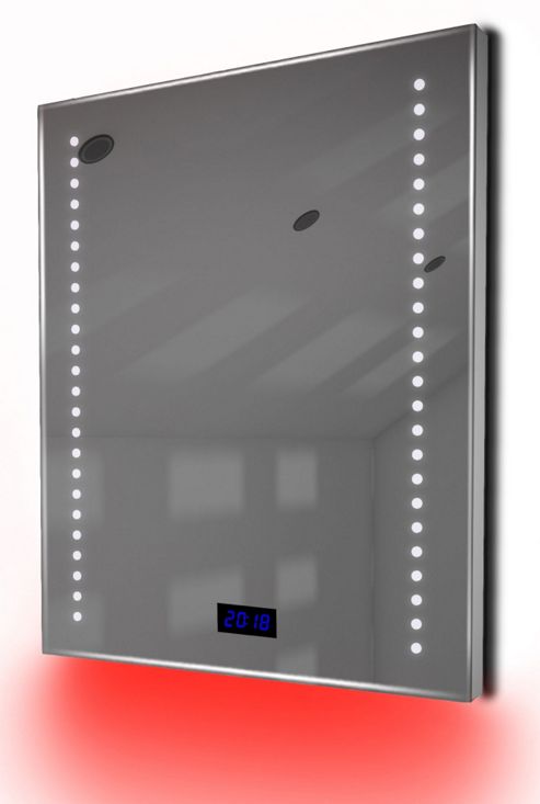 Image of Bathroom Clock Mirror With Underlighting, Bluetooth, Demist & Sensor K191raud