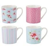 Tesco English Rose Set of 4 Fine China Mugs