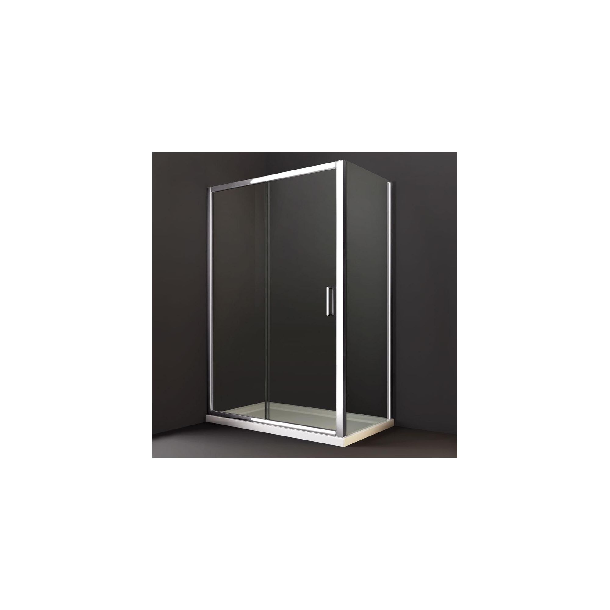 Merlyn Series 8 Sliding Shower Door, 1600mm Wide, Chrome Frame, 8mm Glass at Tescos Direct
