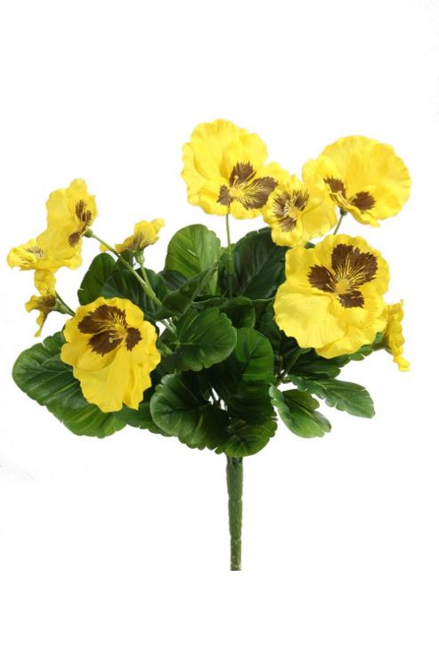 Image of Artificial 27cm Yellow Pansy Plug Plant