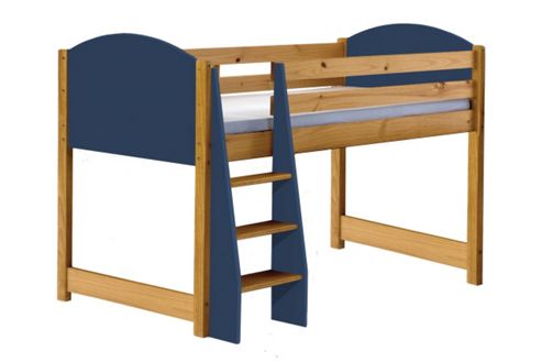 Image of Verona Mid Sleeper Bed Antique With Blue Details