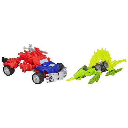 Image of Transformers Construct Bots Dinobot Warriors Optimus Prime And Gnaw Dino