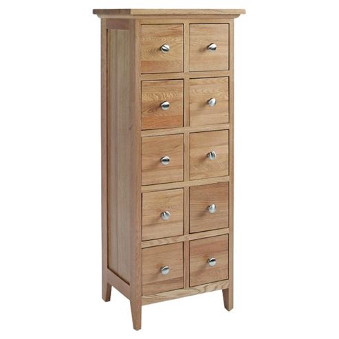 Image of Ametis Sherwood Oak Ten Drawer Dvd/cd Cabinet