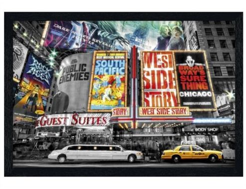 Image of The Theatre Signs Of New York City Black Wooden Framed On Broadway Poster