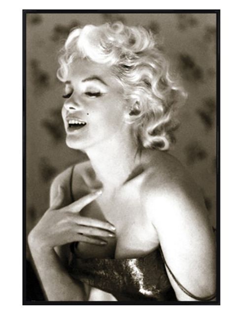Image of Marilyn Monroe Classic & Beautiful B/w Photograph Gloss Black Framed Glow Poster