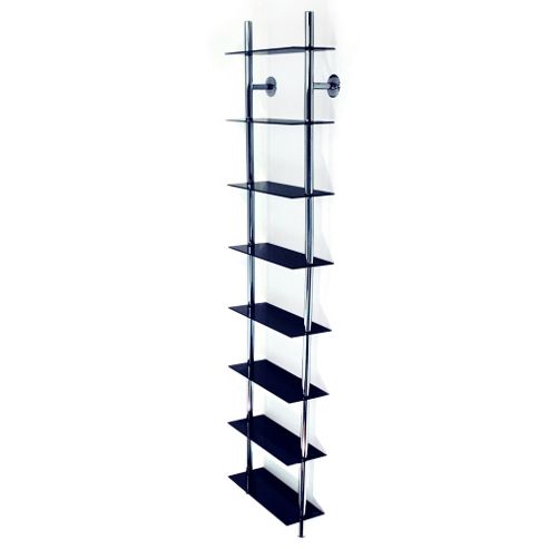 Image of Maxwell - Wall Mounted 8 Tier Glass Cd / Dvd / Blu-ray Storage Shelf - Black