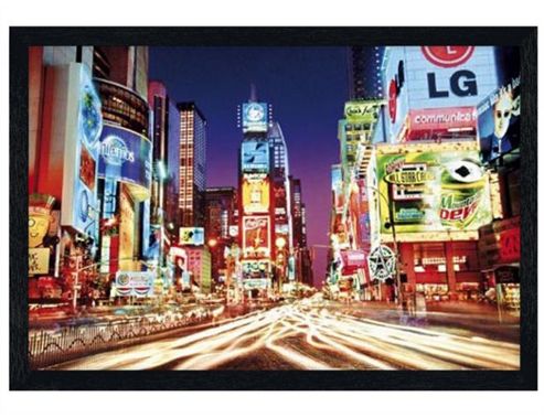 Image of Times Square, New York City, Usa Black Wooden Framed Colourful Night Life In Times Square Poster