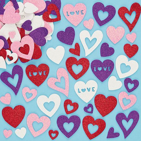 Image of Kids Crafts Heart Glitter Foam Stickers (120 Pcs)