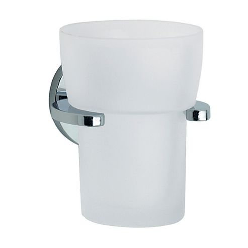 Image of Smedbo Loft Holder With Frosted Glass Tumbler - Polished Chrome
