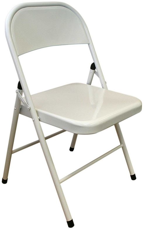 Image of White Metal Folding Chair - Folding Office, Computer, Desk Chair