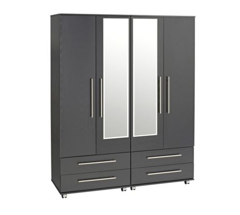 Image of Ideal Furniture Bobby 4 Door Wardrobe - Oak