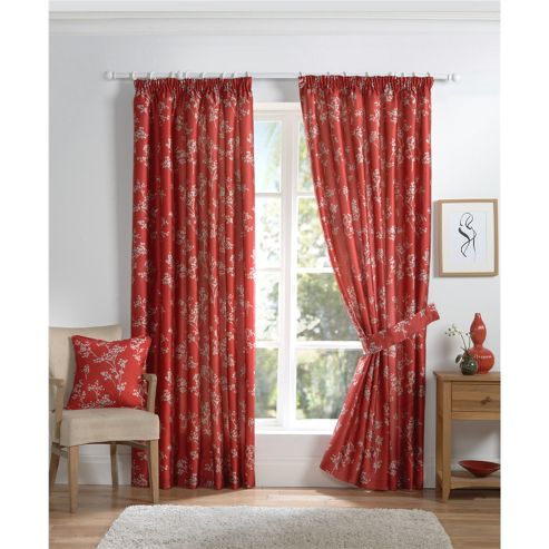 Image of Curtina Anais Red 66x72 Inches (168x183cm) Lined Curtains