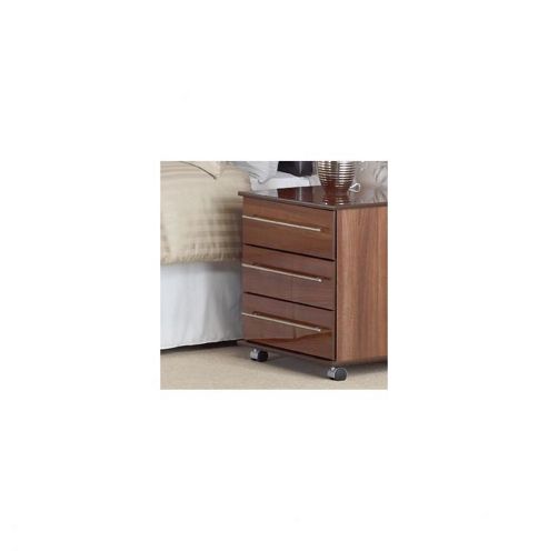 Image of Ideal Furniture New York 3 Drawer Bedside Table - American Walnut
