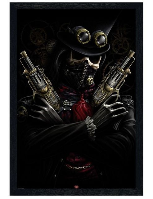 Image of Spiral Black Wooden Framed Steampunk Bandit Poster