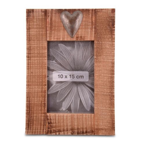Image of Large Handmade Rustic Wooden Frame With Heart Design