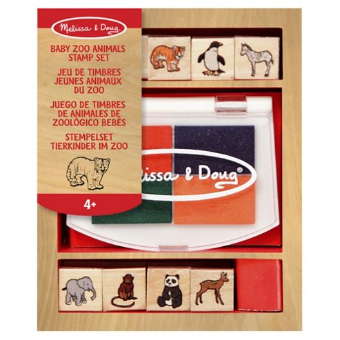 Image of Wooden Baby Zoo Animal Stamp Set - Melissa & Doug