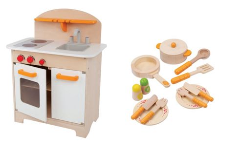 Image of Hape Gourmet Bundle Kitchen White &amp; Kitchen Starter Set 2 Items