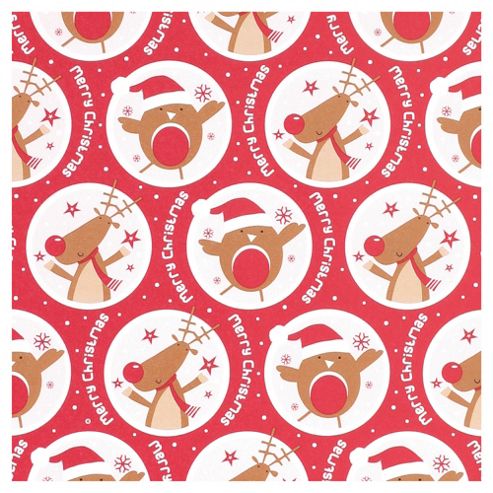 Buy Tesco Reindeer & Robin Red Christmas Wrapping Paper, 10m from our