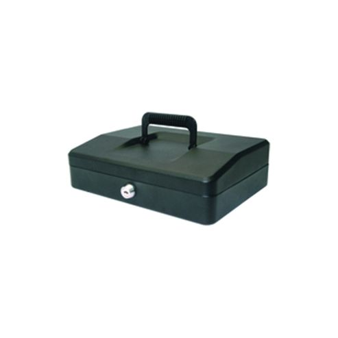 Image of Helix Wa8010 250mm Sloping Lid Cash Box Black