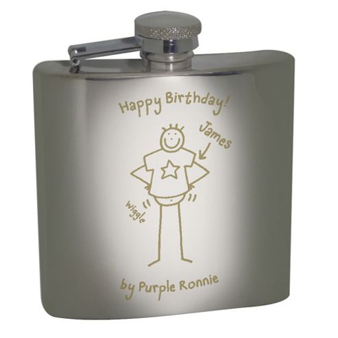 Image of Personalised Purple Ronnie Stainless Steel Hip Flask
