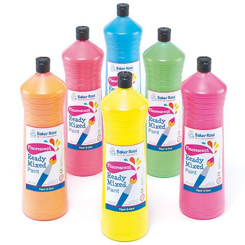 Image of Fluorescent Ready Mixed Paint 600ml (pack Of 6 )
