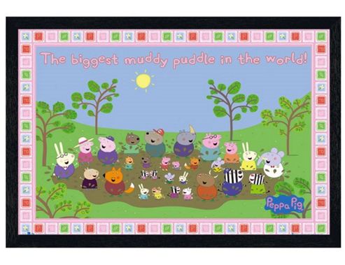 Image of Black Wooden Framed Peppa Pig The Biggest Muddy Puddle Poster