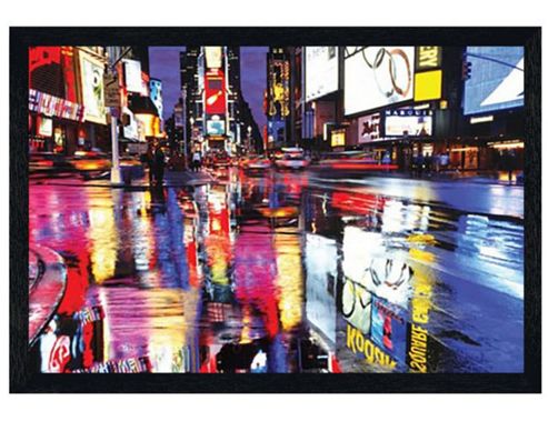 Image of Times Square Black Wooden Framed Colourful Reflection Poster