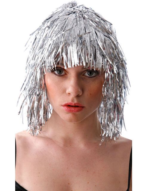 Image of Silver Tinsel Wig