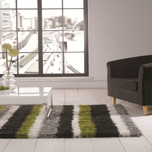 Image of Nordic Channel Lime Green/grey 80x150 Cm Shaggy Rug