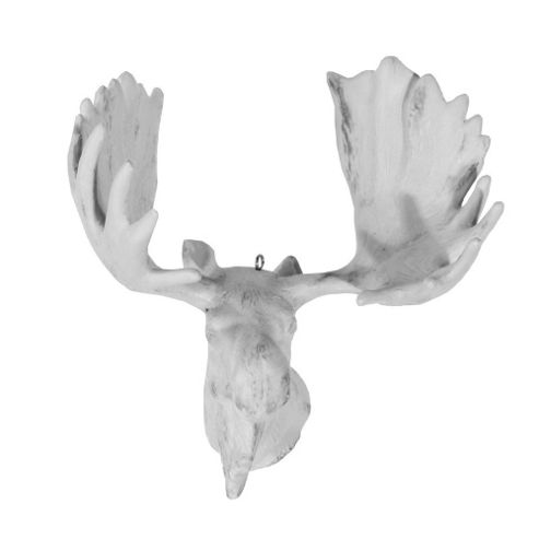 Image of Hanging White Moose Head Christmas Decoration