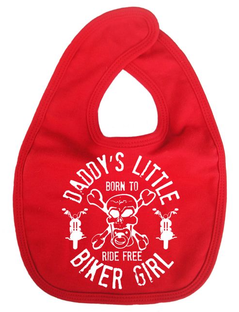 Image of Dirty Fingers Daddy's Little Biker Girl Baby Bib Red