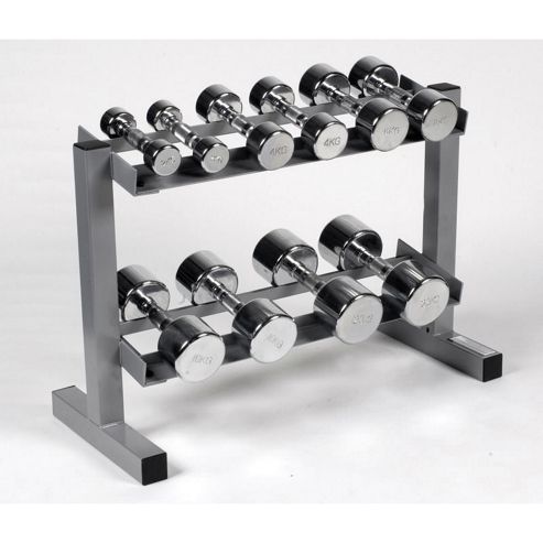 Image of Body Power Ergo Chrome Dumbbells & Rack - 2,4,6,10 & 12.5kg