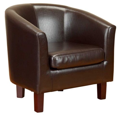 Image of Pu Leather Tub Chair In Brown