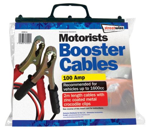 Image of 2m Metal Clips 100 Amp Booster Cable For Up To 1600cc