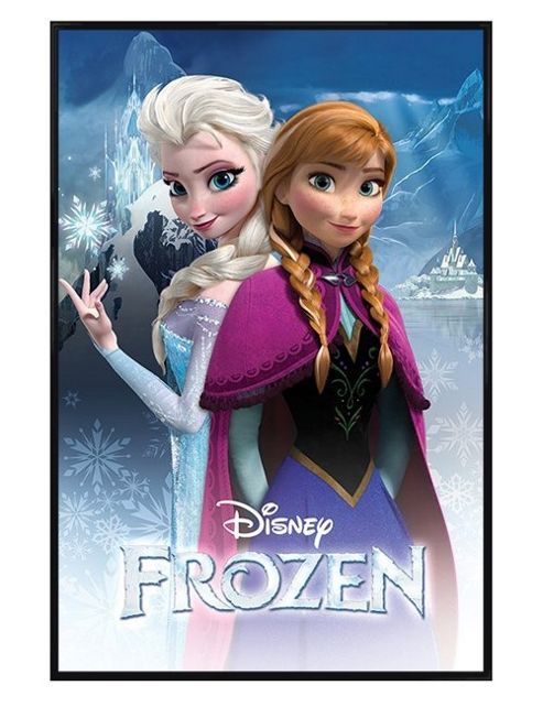Image of Gloss Black Framed Disney's Frozen Anna & Elsa Poster