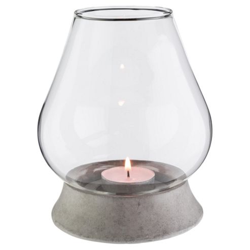 Image of Tesco Stone And Glass Hurricane Candle Holder, Small