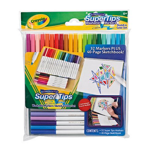 Image of Crayola Supertips Washable Markers And Sketchbook