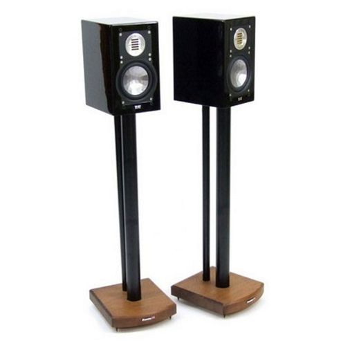Image of Moseco 7 Black And Dark Oak Speaker Stands