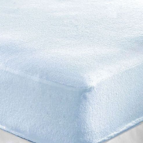 Image of Single Cot Bed Terry Fitted Sheet (blue)
