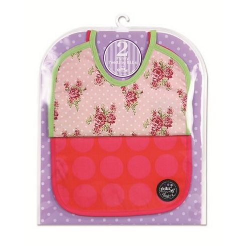 Image of Feederz Bibs (2 Pack) Vintage Rose & Fushsia Circles