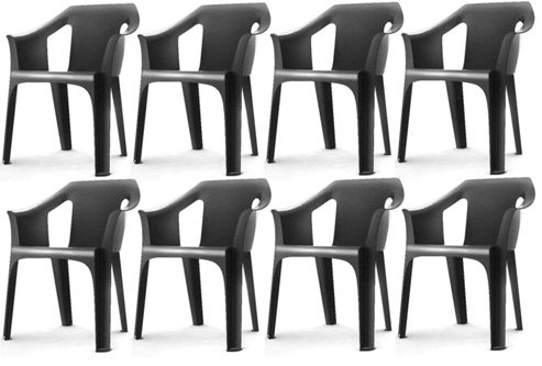Image of Resol "cool" Garden Outdoor / Indoor Designer Plastic Chair - Grey - X8 Chairs