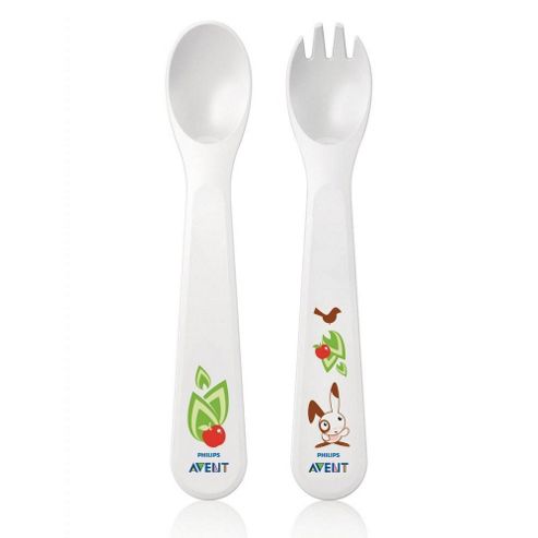 Image of Philips Avent Toddler Fork And Spoon 12m+ Scf712/00