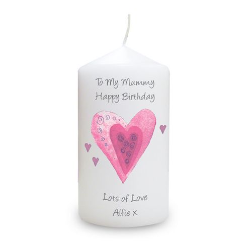 Image of Personalised Pink Hearts Candle
