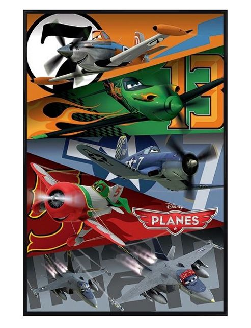 Image of Walt Disney Planes Gloss Black Framed Colour & Numbers Montage Poster