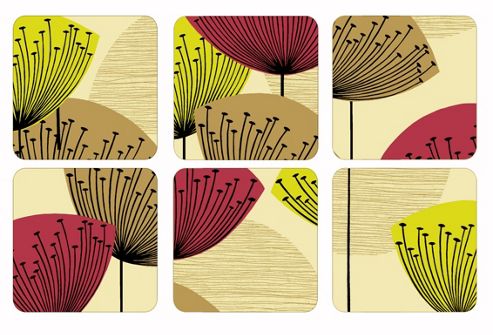 Image of Pimpernel Dandelion Clocks Coasters Set Of 6
