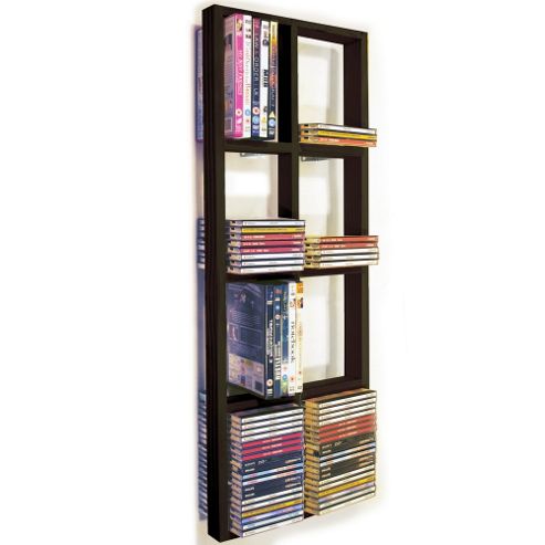 Image of Double Wall Cd / Dvd / Blu Ray Storage Shelf - Black/brown