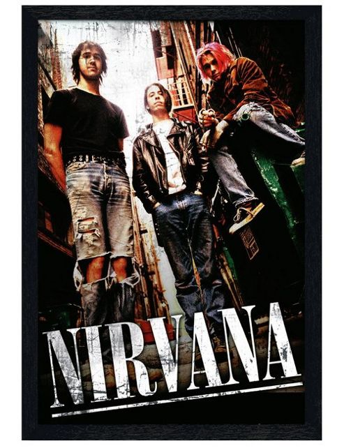 Image of Black Wooden Framed Nirvana Teen Spirit Poster
